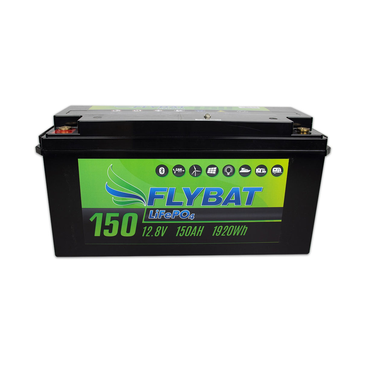FLYBAT LifePo4 Lithium-Batterie 12V, ultrasichere Versorgungsbatterie, mit integrierten BMS und App-Überwachung - 50 - 165 Ah