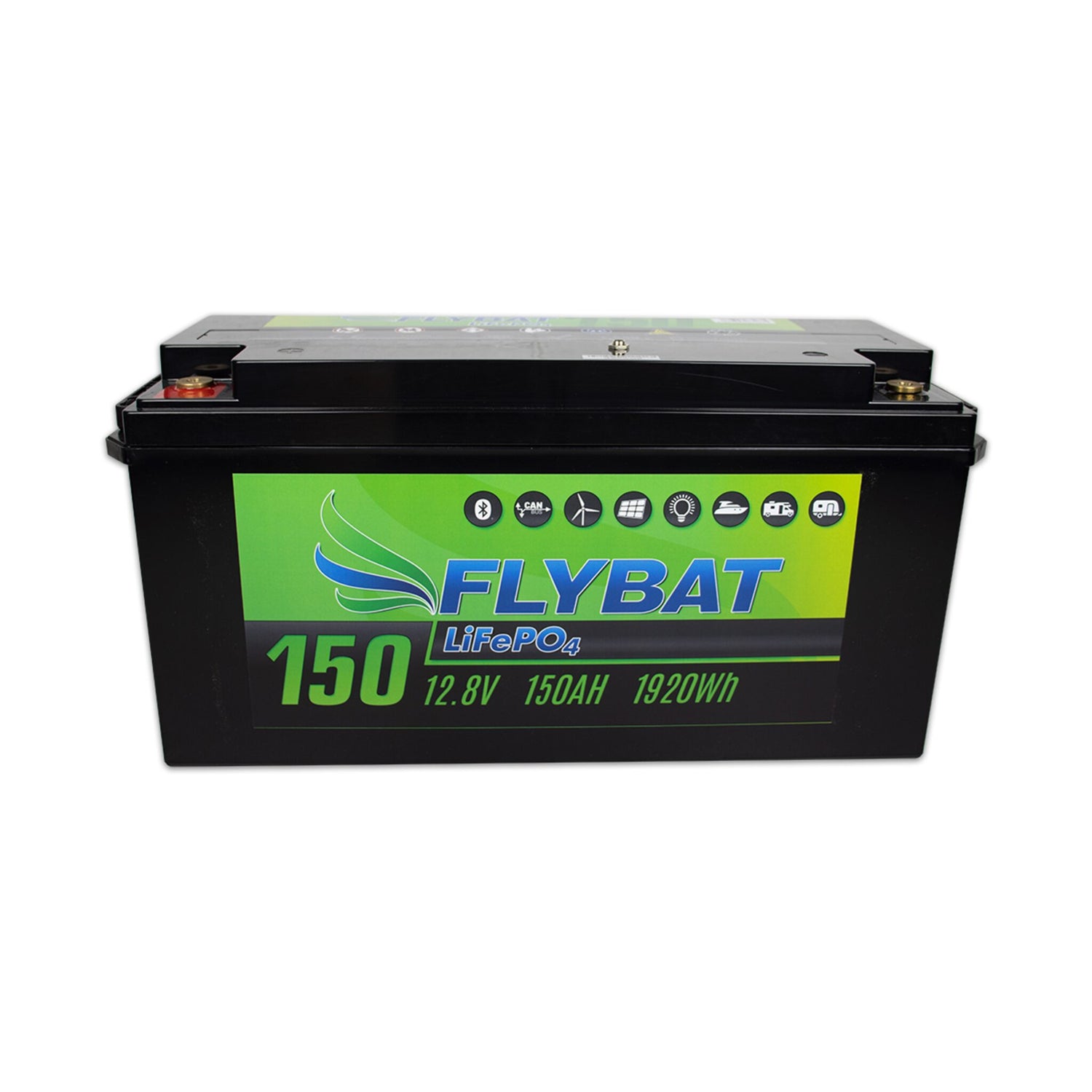 FLYBAT LifePo4 Lithium-Batterie 12V, ultrasichere Versorgungsbatterie, mit integrierten BMS und App-Überwachung - 50 - 165 Ah