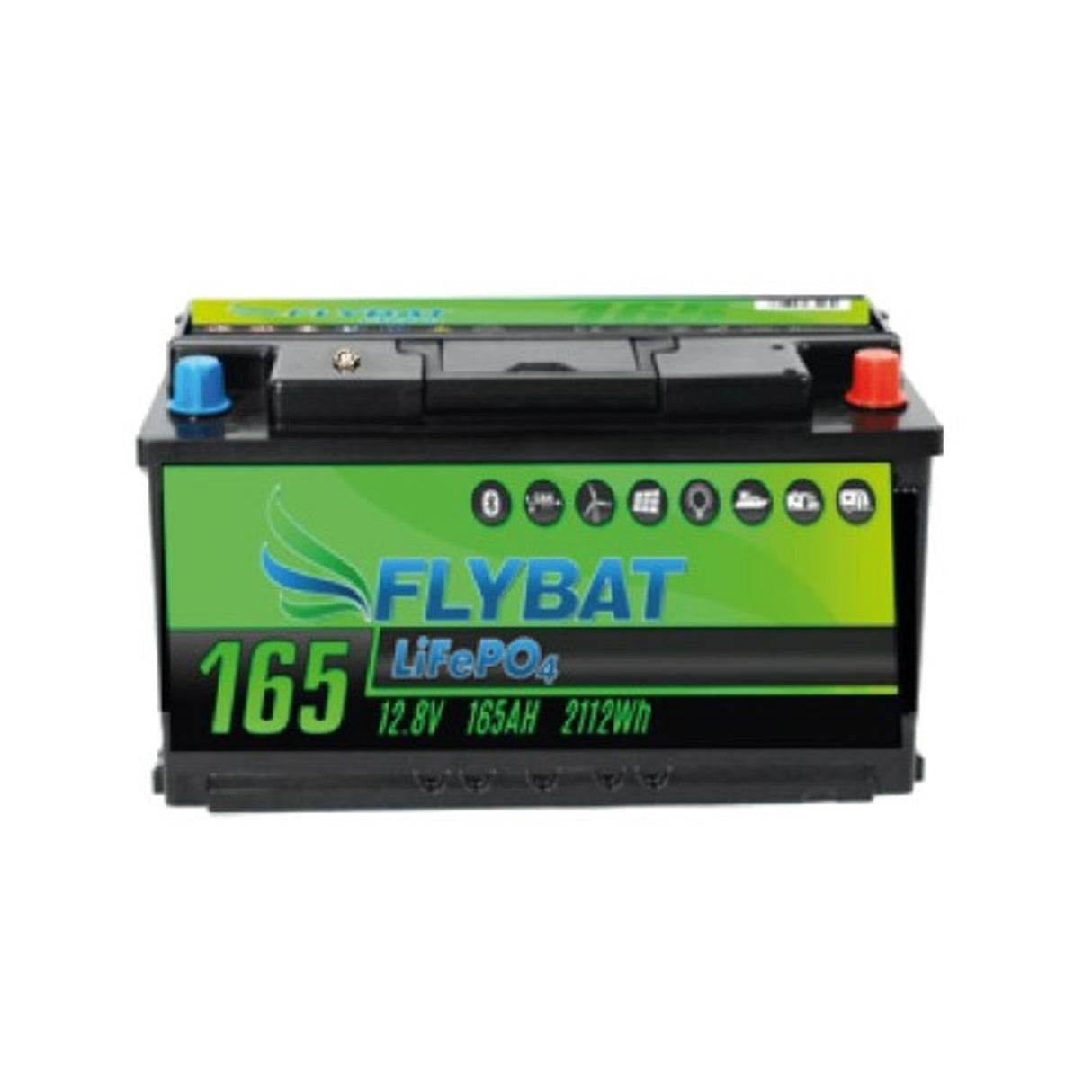 FLYBAT LifePo4 Lithium-Batterie 12V, ultrasichere Versorgungsbatterie, mit integrierten BMS und App-Überwachung - 50 - 165 Ah