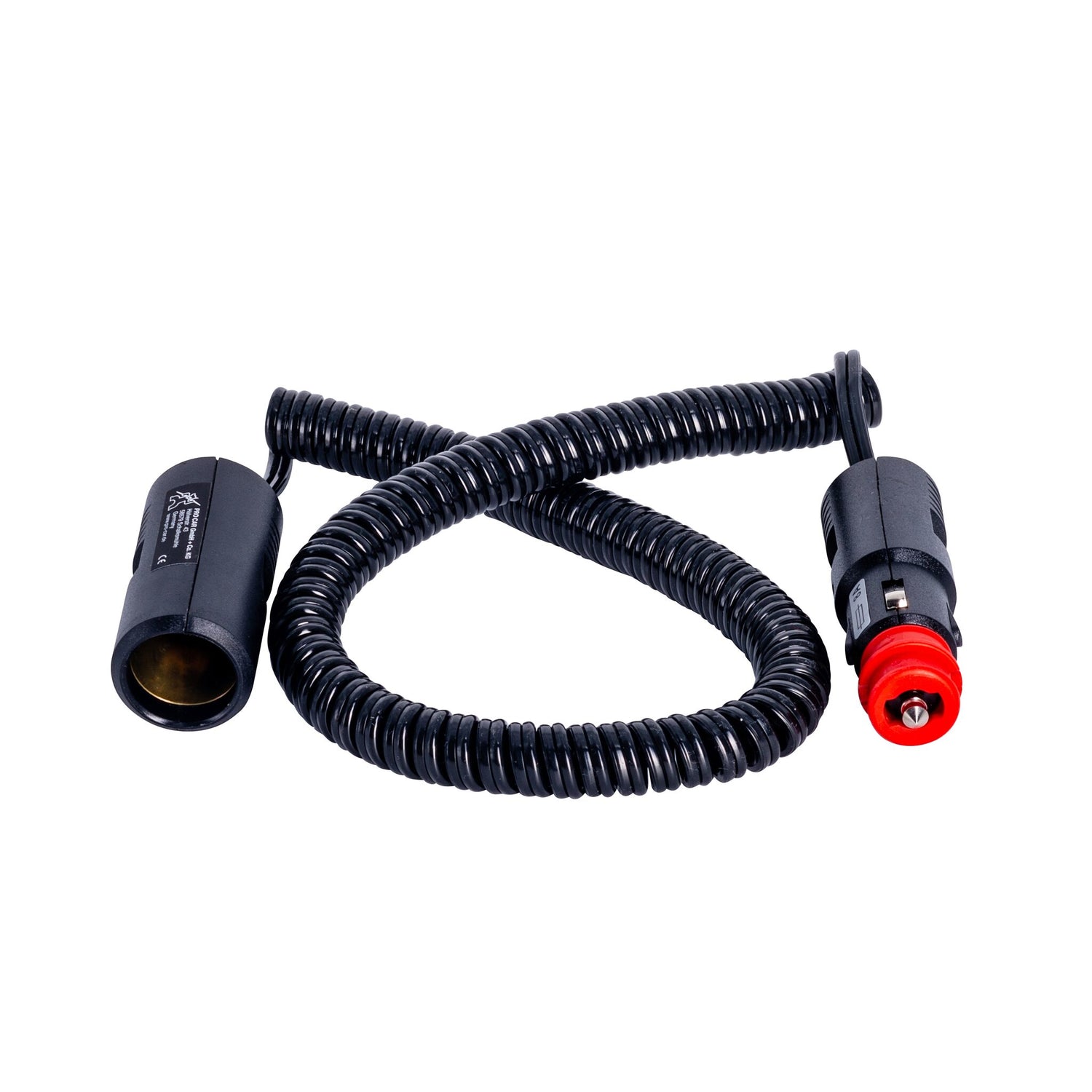 philippi Verlängerungskabel mit Sicherheits-Universalstecker, Elektrokabel, 8A Sicherung, ausziehbares Spiralkabel 0,6-3 m, 6-24 V