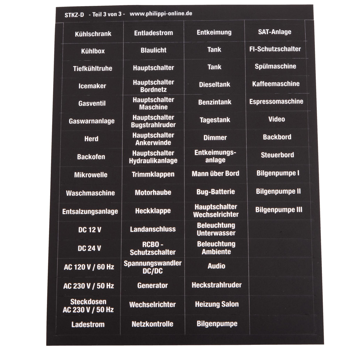 Philippi Stromkreiskennzeichen selbstklebend, Etiketten, passend zur Serie 100