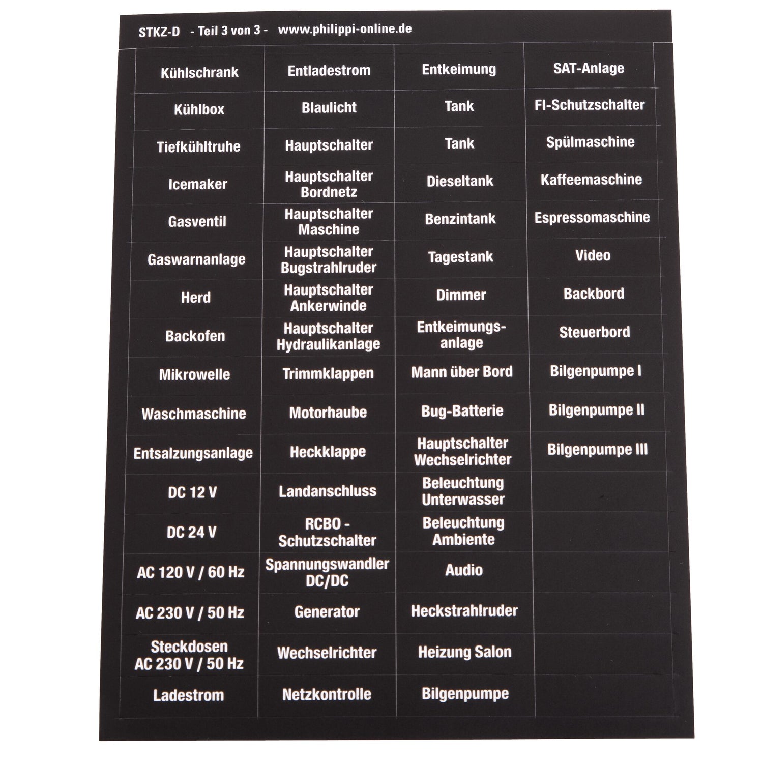 Philippi Stromkreiskennzeichen selbstklebend, Etiketten, passend zur Serie 100