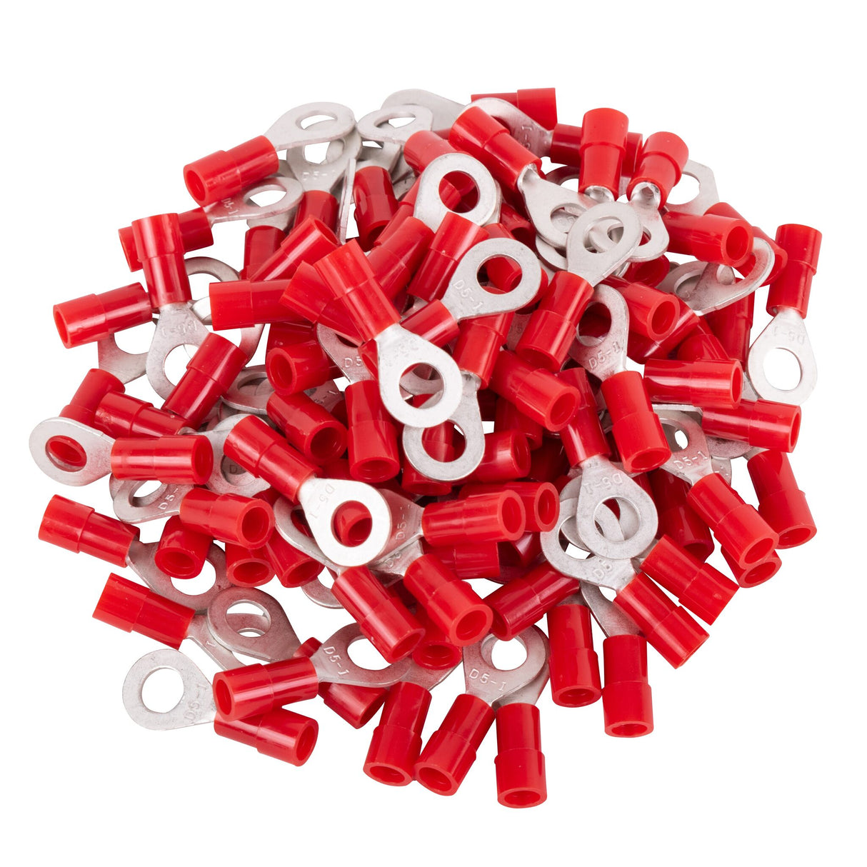 Ringkabelschuh mit aufgeweiteter Isolierhülse 0,5-1,5mm², Flachsteckhülse, Verpackungseinheit 100 Stück