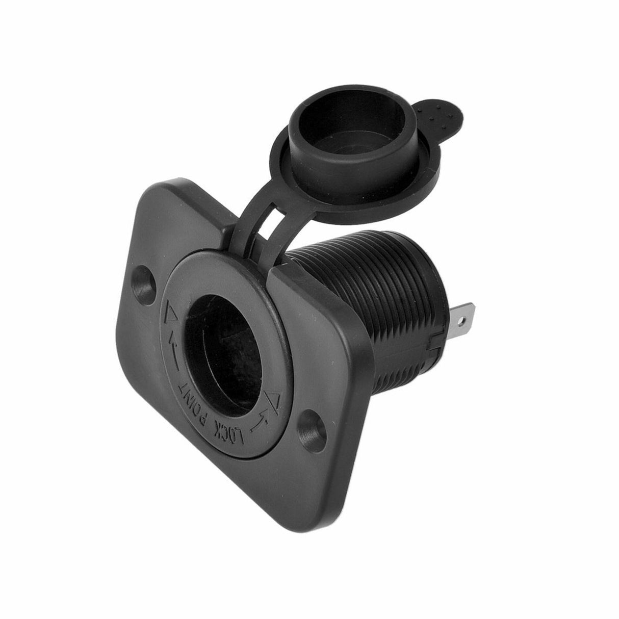 Eckige Einbausteckdose 12/24 Volt, Bordsteckdose, max. 20 A, mit Deckel