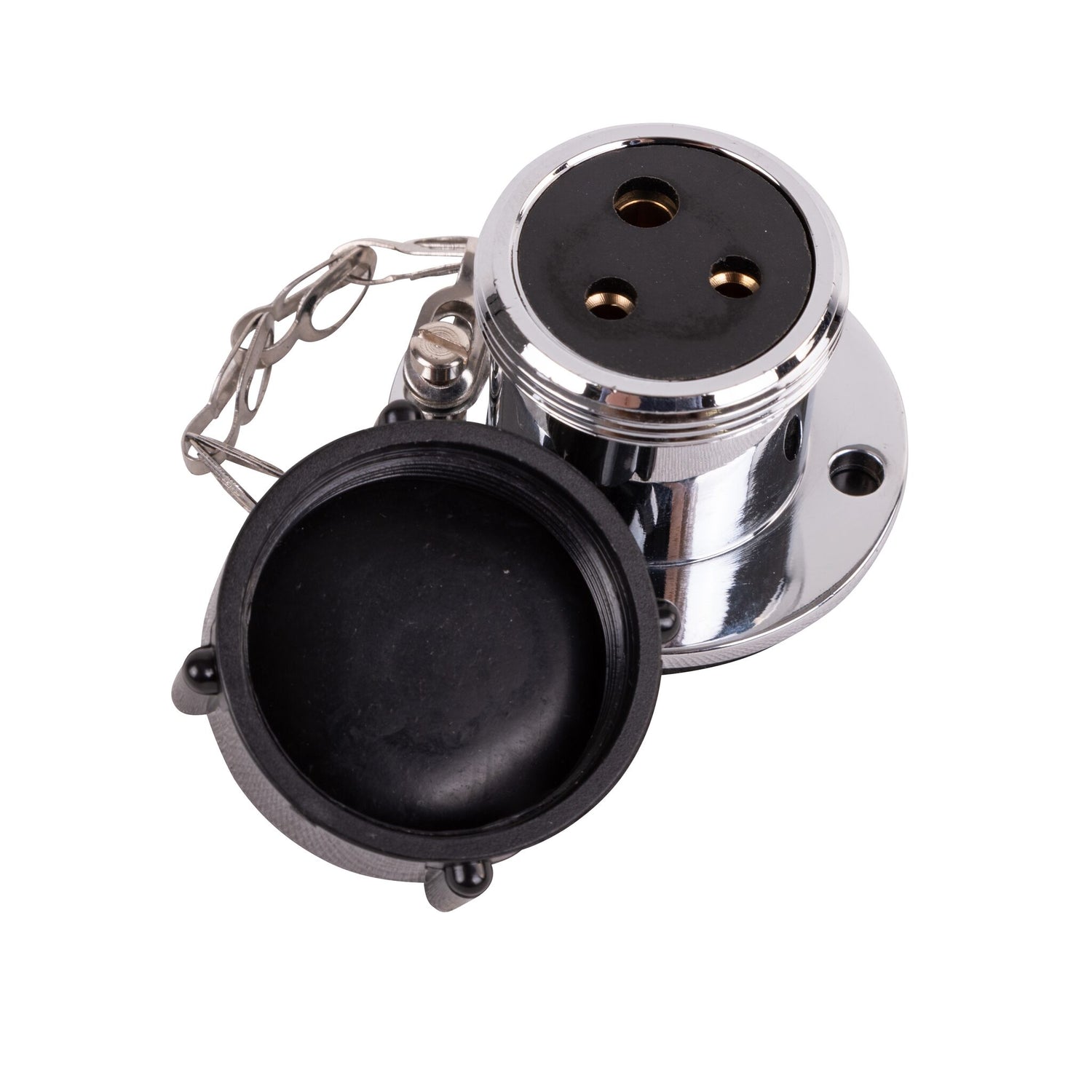 Ocean TEC Steckdose 3-polig/5 Ampere, Wasserdichte Messing-Steckdose, Verchromtes Design