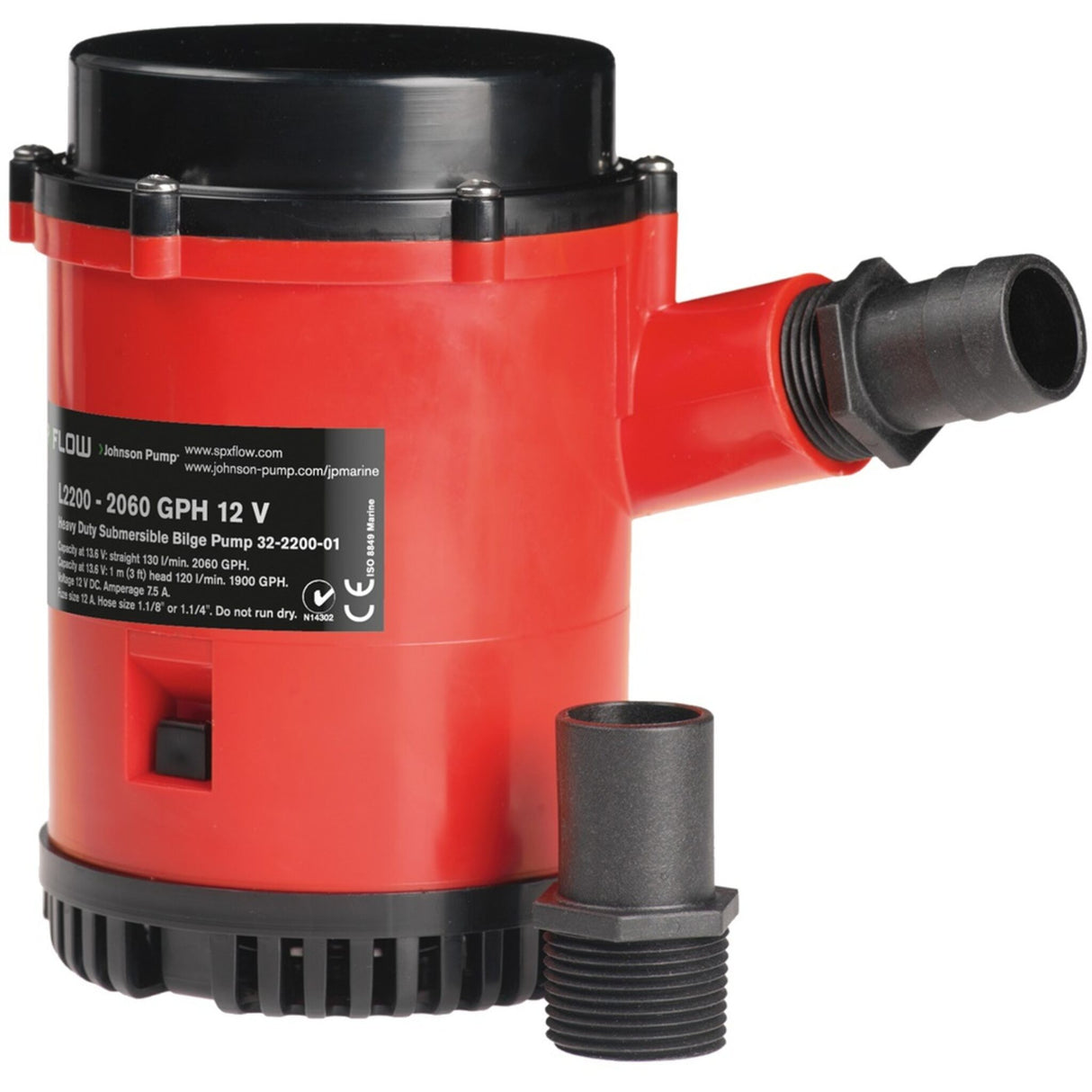 JOHNSON high-performance bilge pump L 2200, powerful bilge pump with 7800 l/h flow rate - 12 V or 24 V