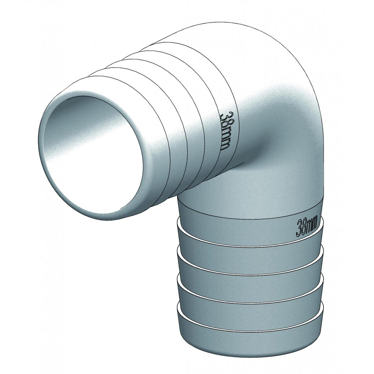 TRUDESIGN Schlauchverbinder 90°-Winkel, Glasfaserverstärktes Polymer, zuverlässig und langlebig - 19 - 38 mm