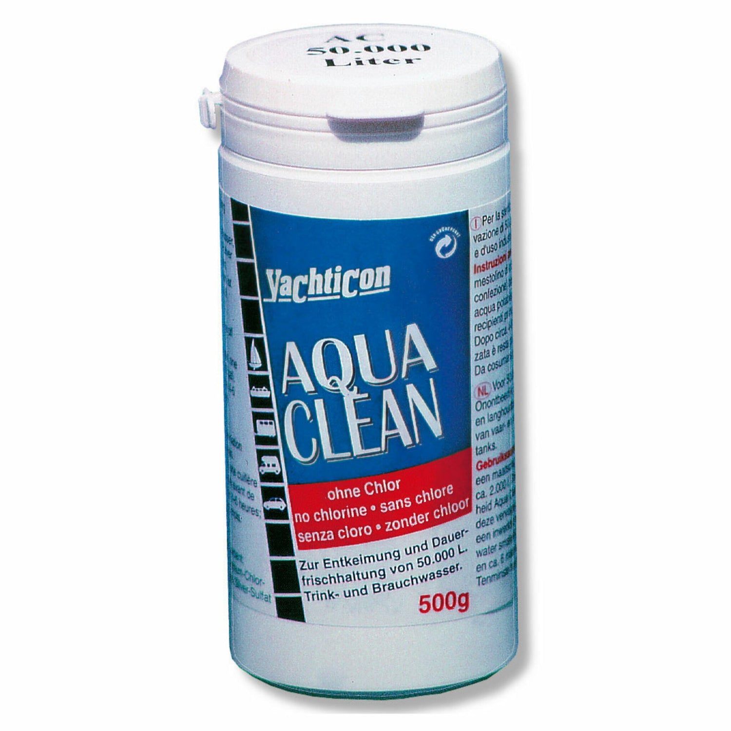 Yachticon Wasserentkeimungspulver Silberionen, Trinkwasserkonservierung, chlorfrei und geschmacksneutral, 500 g für 50000 l