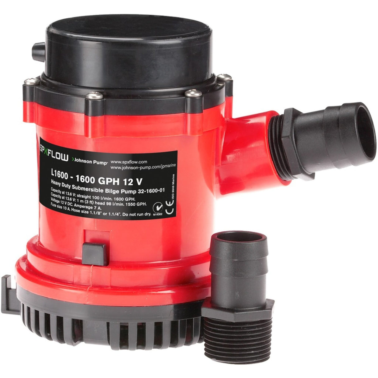 JOHNSON high-performance bilge pump L 1600, 5800 l/h flow rate, robust pump for boats - 12 V or 24 V