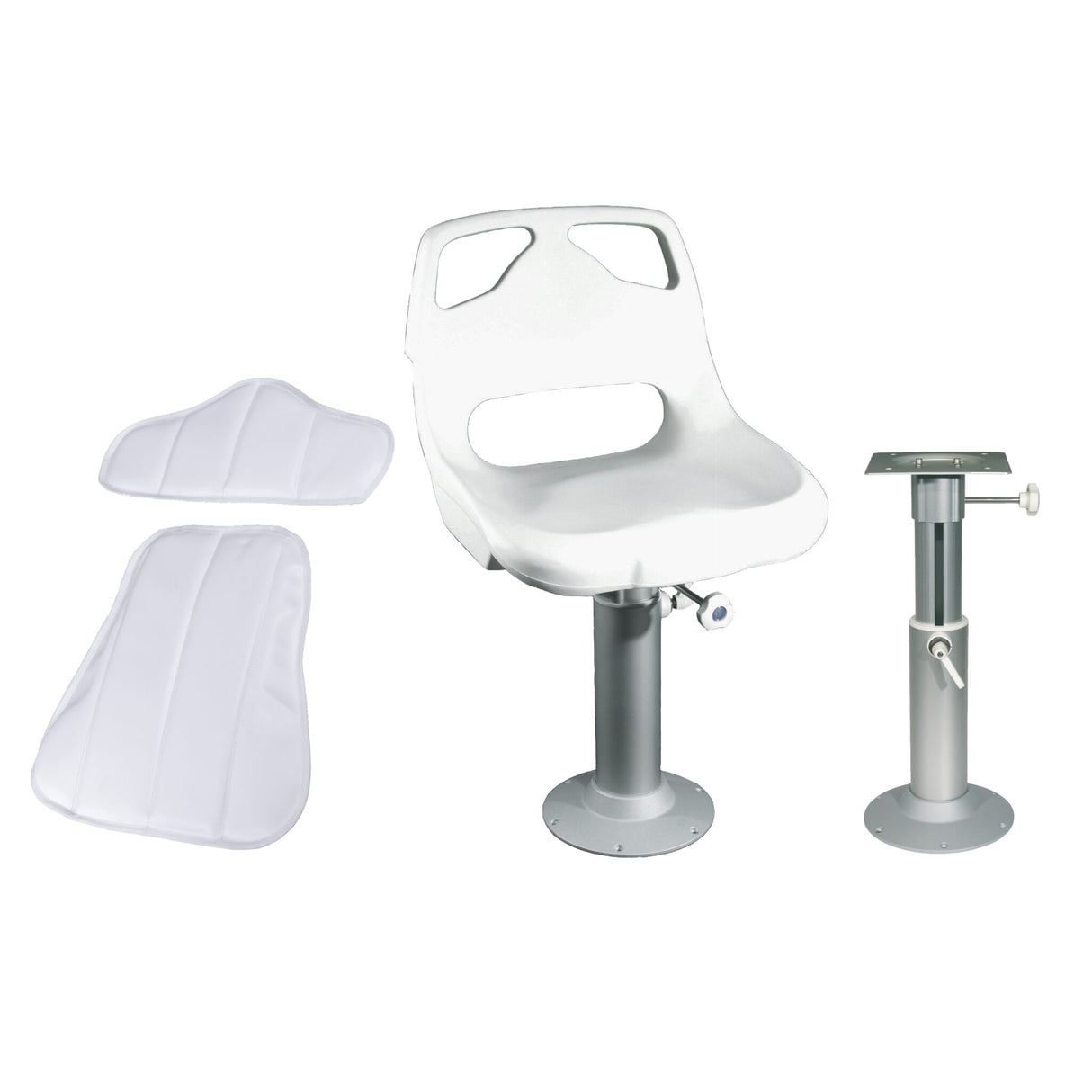 Helmsman's chair set Helmsman's seat set Polyethylene white, telescopic chair column included, comfortable seat cushion