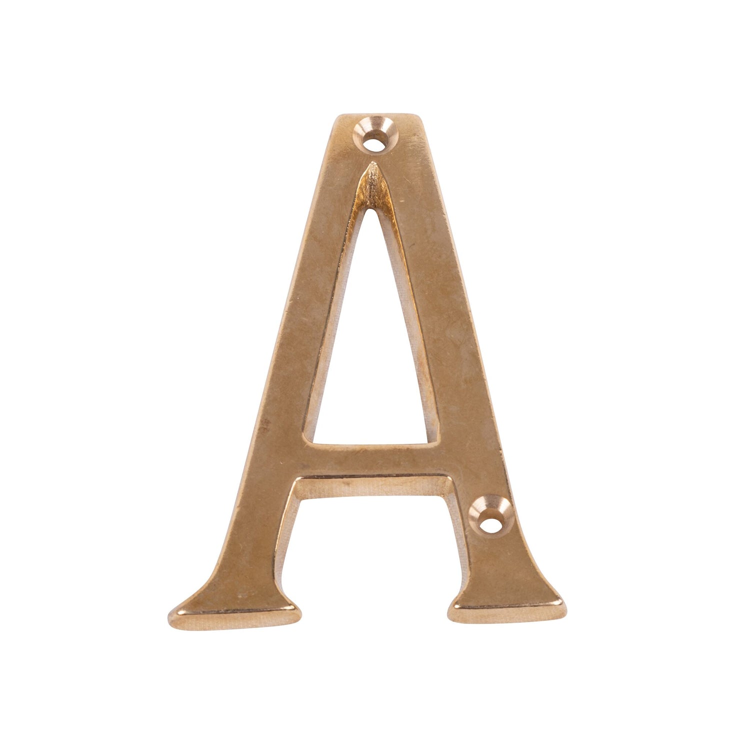 Messing Buchstabe 100 mm, poliertes Messing, zum Anschrauben, 100 g Gewicht - (Optional mit Zubehör)