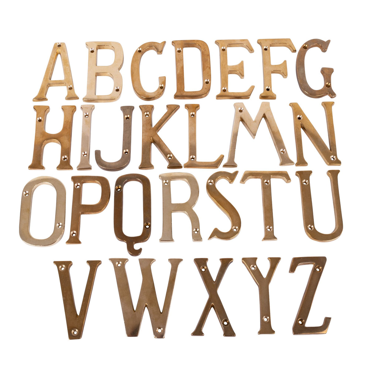 Messing Buchstabe 100 mm, poliertes Messing, zum Anschrauben, 100 g Gewicht - (Optional mit Zubehör)