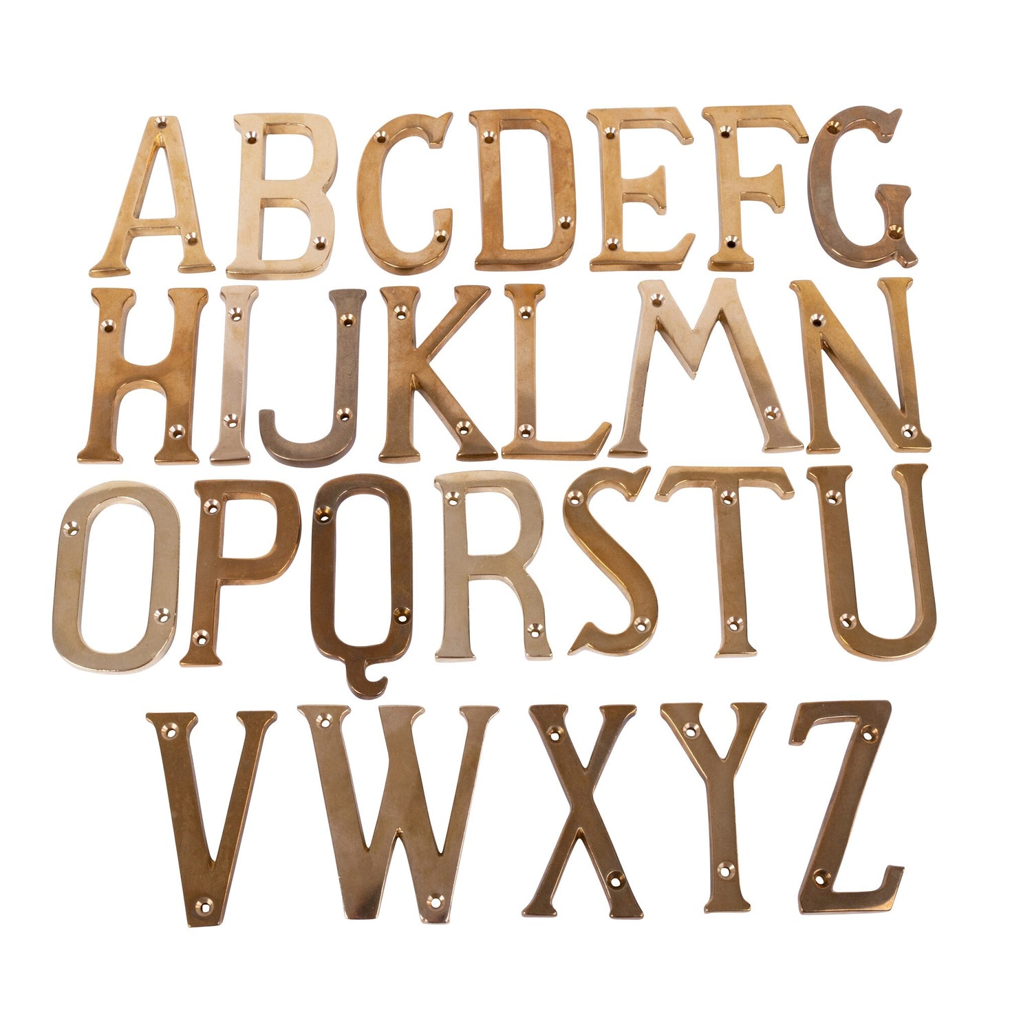 Messing Buchstabe 100 mm, poliertes Messing, zum Anschrauben, 100 g Gewicht - (Optional mit Zubehör)