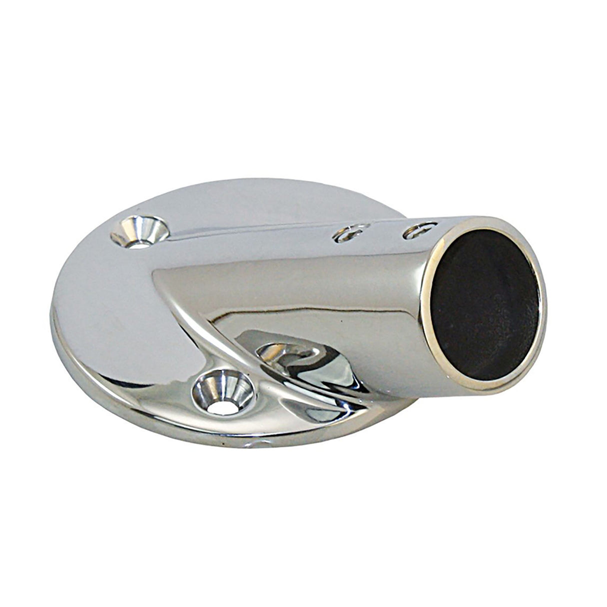 Railing foot round 30° inclination, railing support, suitable for 25 mm pipes