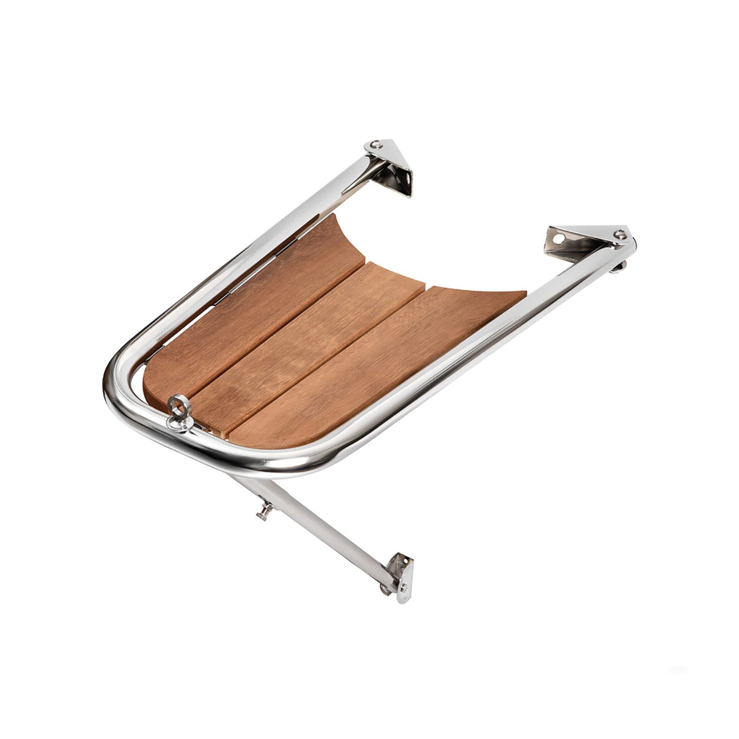 Bugspriet Edelstahl Bugstütze mit Teak-Trittfläche, verstellbare Halterungen, rostfrei und hochglanzpoliert - (Optional mit Halterungen)