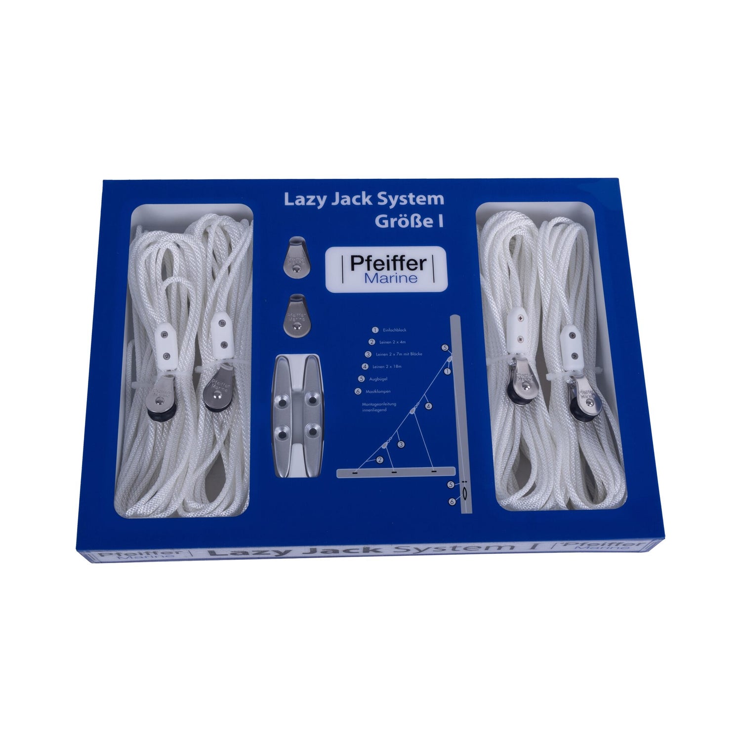Lazy Jack System sail recovery system, reefing system, ready-to-assemble unit for single-handed sailors - For ships up to 30 - 40 feet