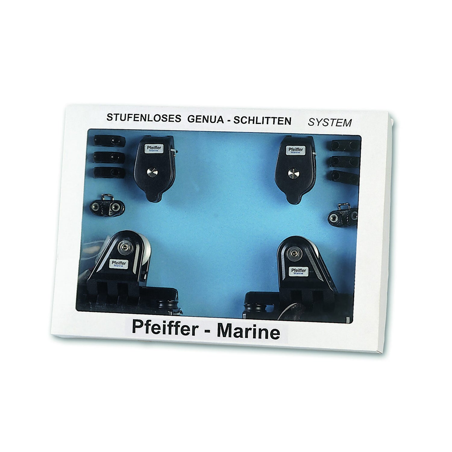 Pfeiffer Marine Genuarutscher-Set mit hochwertigen Endstücken, Genuaschlitten, Servoklemmen und Montageanleitung, komfortable Cockpitverstellung - für Schiene 25x4 mm oder für Schiene 32x6 mm