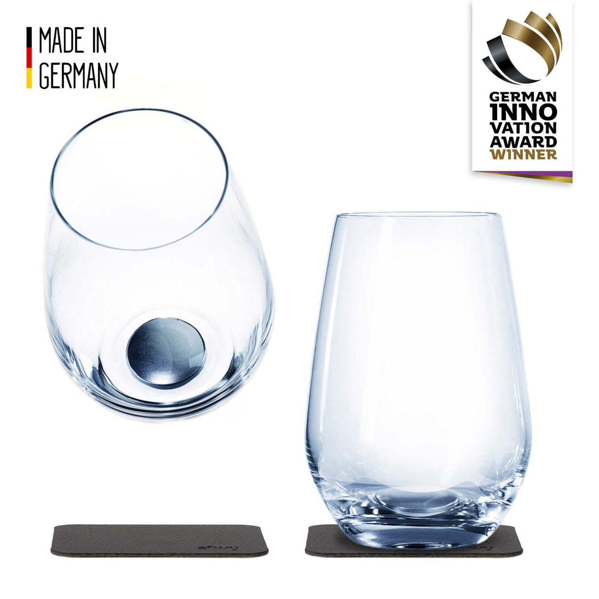 silwy Longdrinkgläser Set 2er, Kristallglas Magnet Untersetzer, Rutschfestes Design