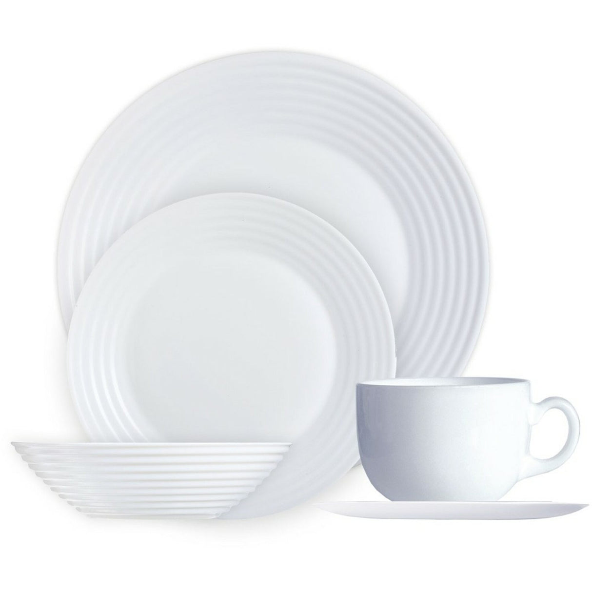 Arcoroc Geschirrset 16-teilig, Opalglas weiß, strapazierfähig und elegant