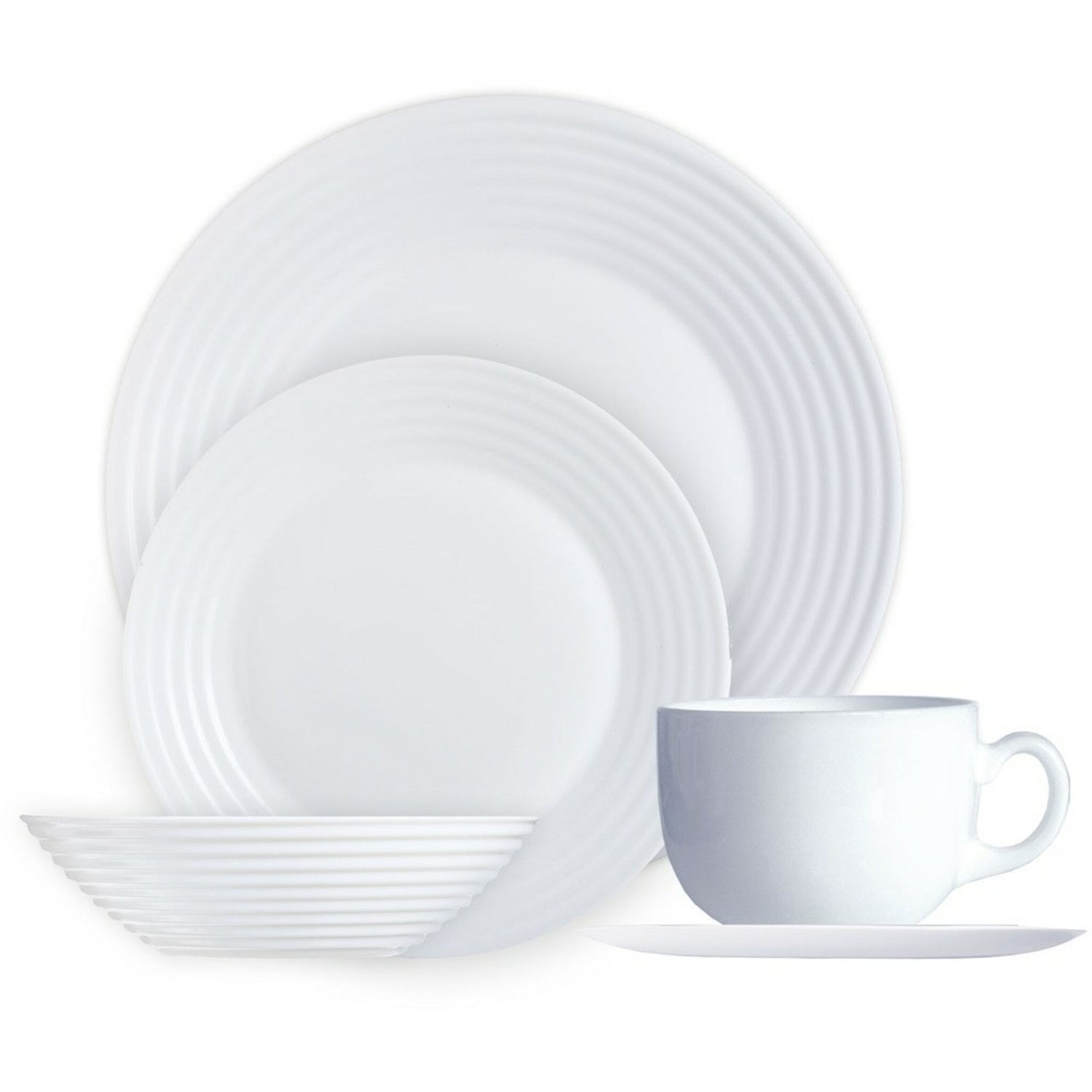 Arcoroc Geschirrset 16-teilig, Opalglas weiß, strapazierfähig und elegant