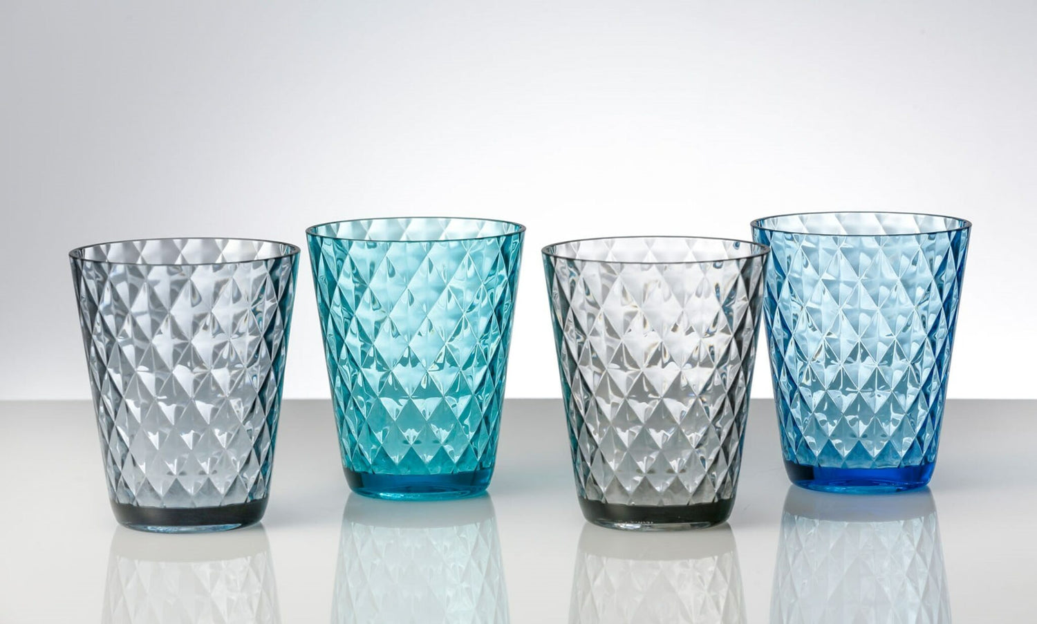 Brunner Trinkgläser-Set Vintagelook Diamantrelief, Gläserset, lebensmittelechtes Polycarbonat, 4-teilig
