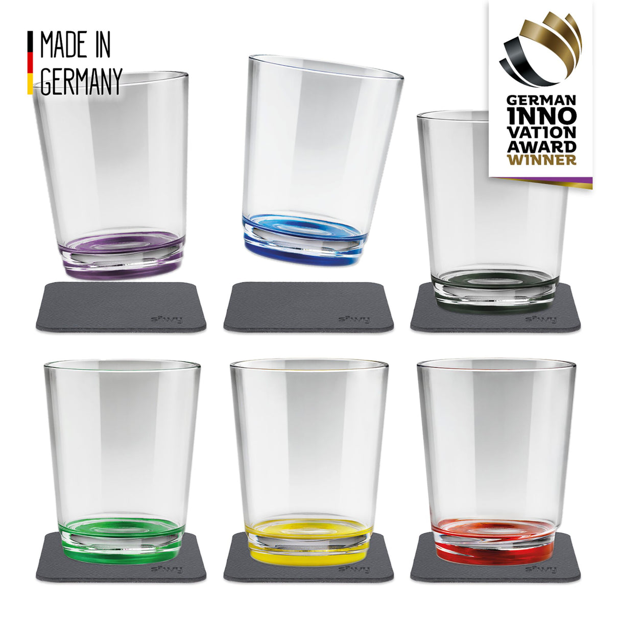 silwy Magnet-Kunststofftrinkbecher 6er-Set, Becher Multicolor, bruchsicher BPA-frei mit Nano-Gel-Pads