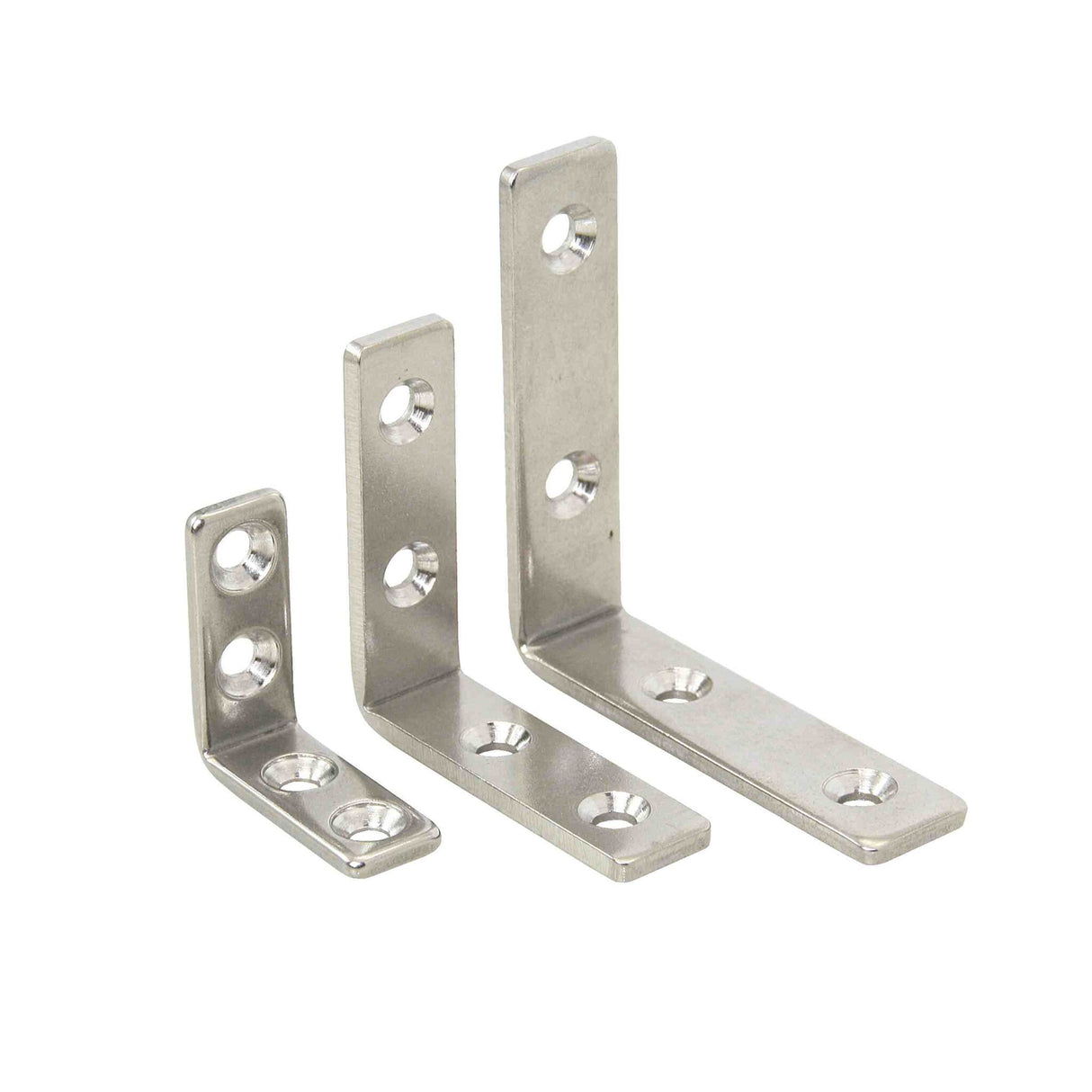 Edelstahl-Winkel schmal, Materialstärke 3 mm, matt geschliffen, rostfreies Zubehör - 31x31x12 mm - 61x61x15 mm