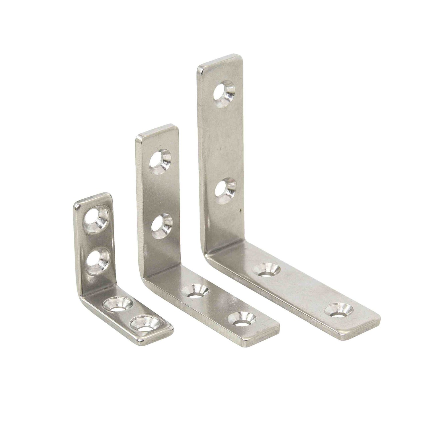 Edelstahl-Winkel schmal, Materialstärke 3 mm, matt geschliffen, rostfreies Zubehör - 31x31x12 mm - 61x61x15 mm