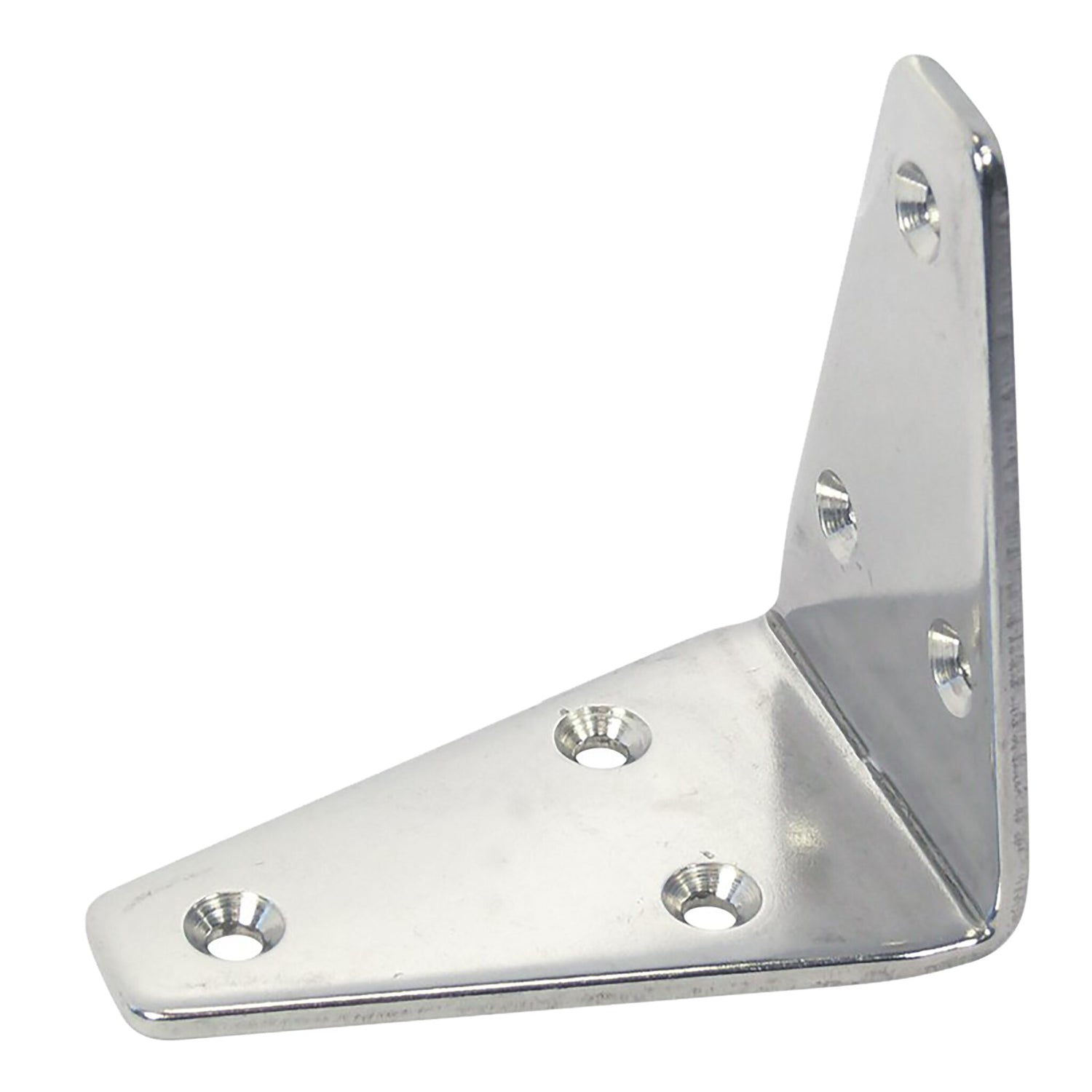 Winkel poliert A2 Edelstahl 80x50mm, dreieckiger Winkel, hochwertige Verarbeitung