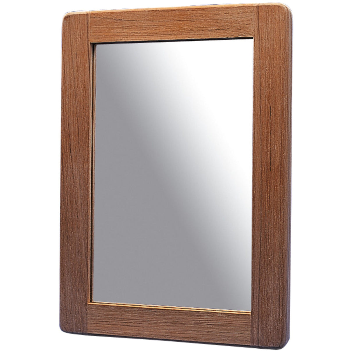 ARC Wandspiegel Teak-Rahmen, eleganter Wandschmuck, ideal für Bad und Kajüte - 18 - 28 cm Breite, 25 - 38 cm Länge