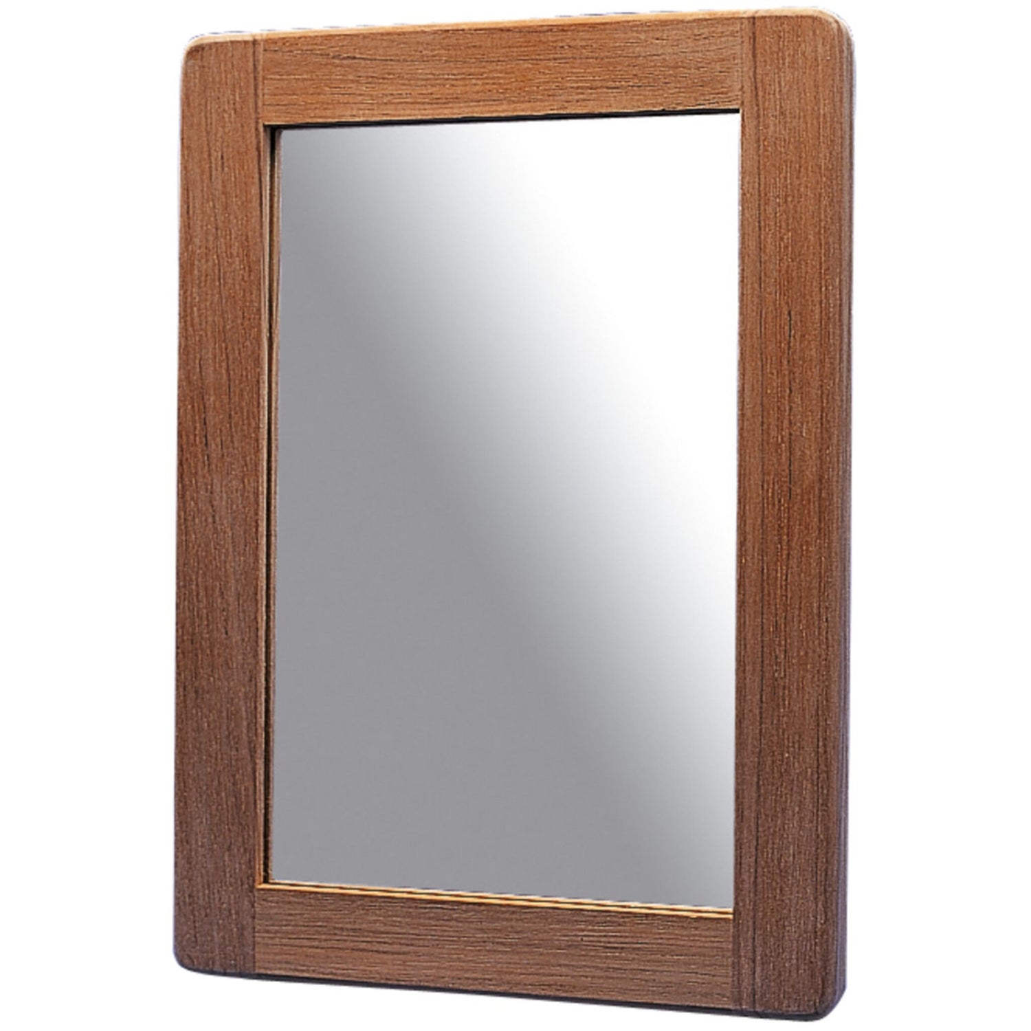 ARC Wandspiegel Teak-Rahmen, eleganter Wandschmuck, ideal für Bad und Kajüte - 18 - 28 cm Breite, 25 - 38 cm Länge