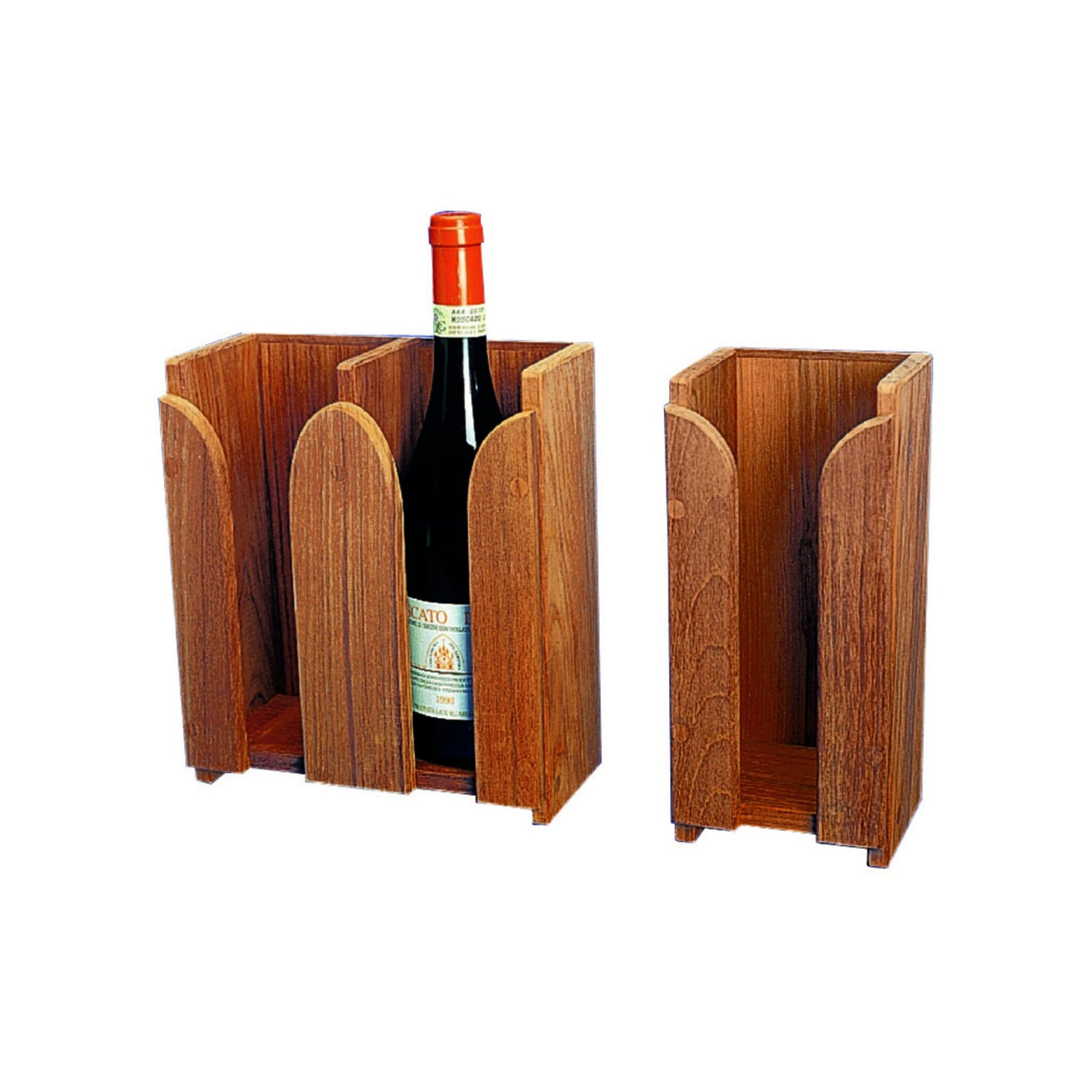 ARC Flaschenhalter Teakholz Doppel, Regal Weinflaschen Tassenablage, Hingucker