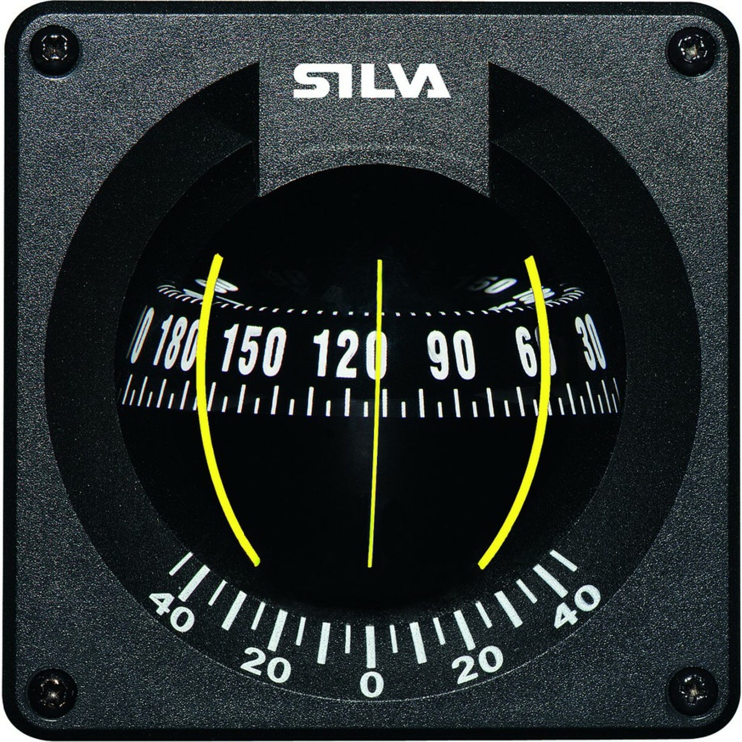 SILVA Einbaukompass Schottmontage 100mm, Navigation Instrument, beleuchtetes Modell für Krängung bis 45 Grad