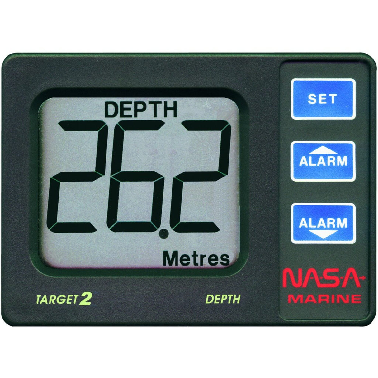 NASA Target 2 transducer depth sounder for boats, large display & 0.8-100 m measuring range