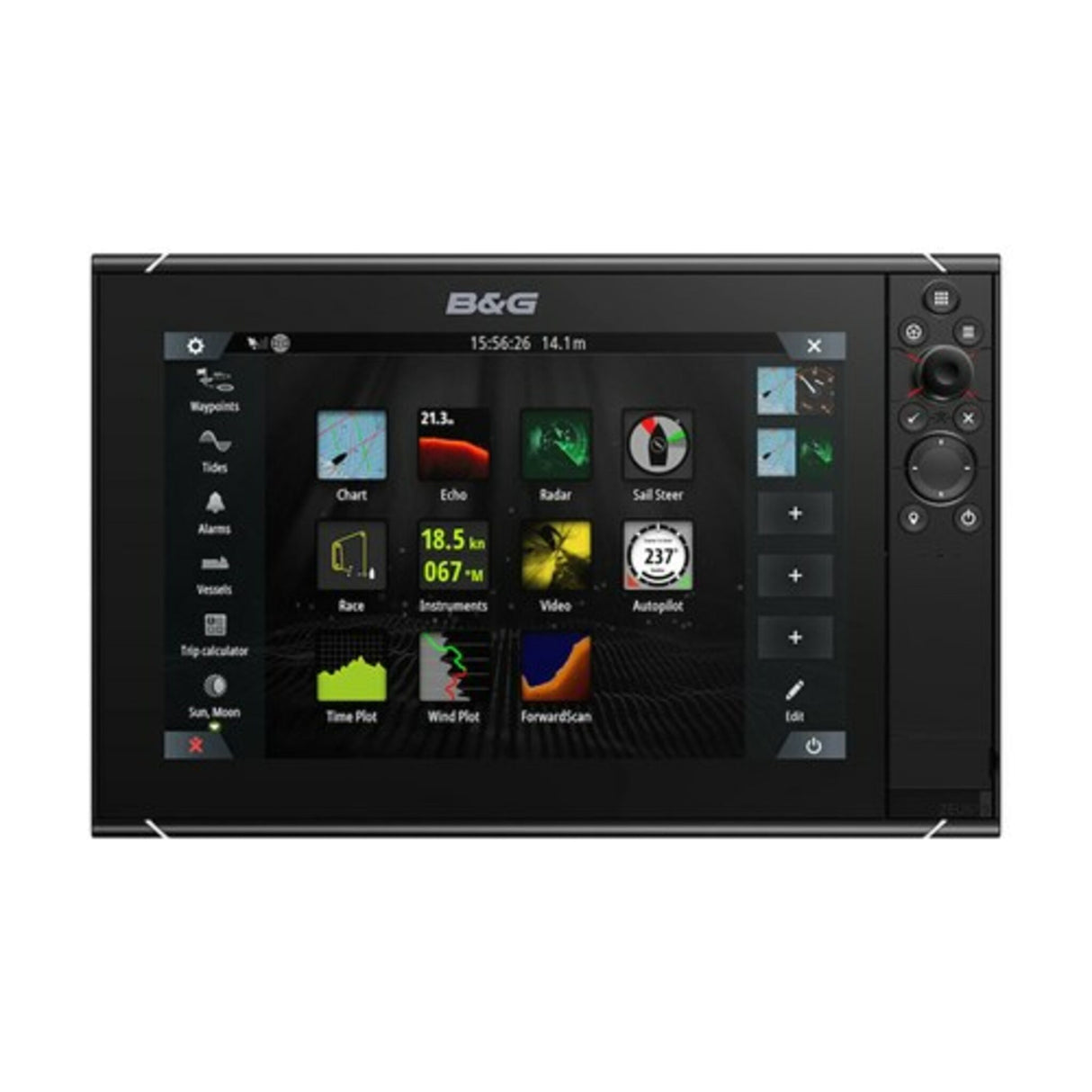 B&G Kartenplotter ZEUS3S 12 MFD Weitwinkel-Solarmax HD IPS-Display, GPS-Navigationssystem, integrierte WiFi-Konnektivität für Smartphones/Tablets, für Blauwasser- und Regattasegler