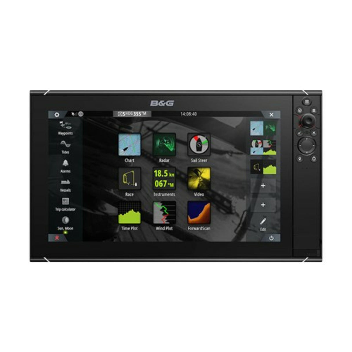 B&G Kartenplotter 16 Zoll ultrahelles IPS-Display, Navigationssystem, integrierte Konnektivität mit Weltkarte