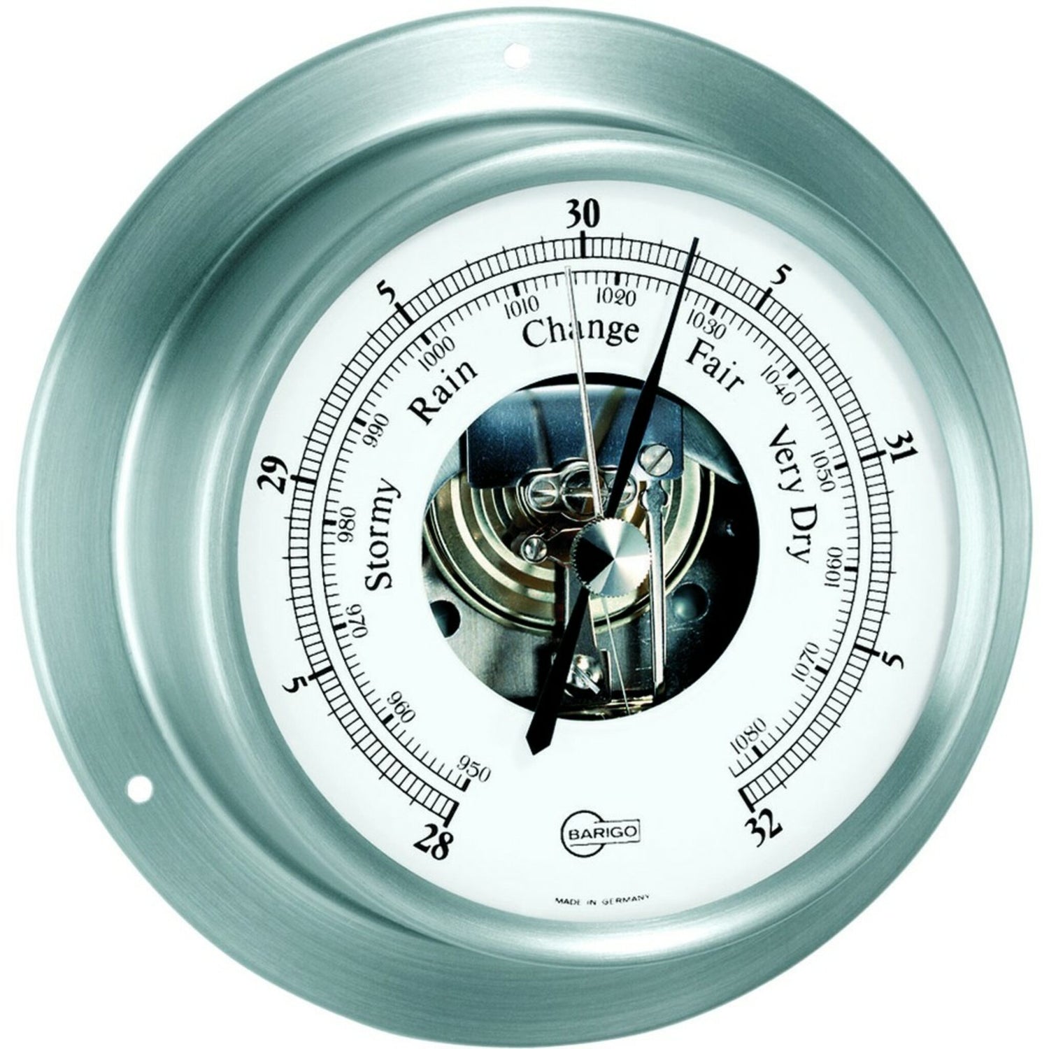 BARIGO Barometer Edelstahl gebürstet, Wetterstation, formschön und edel