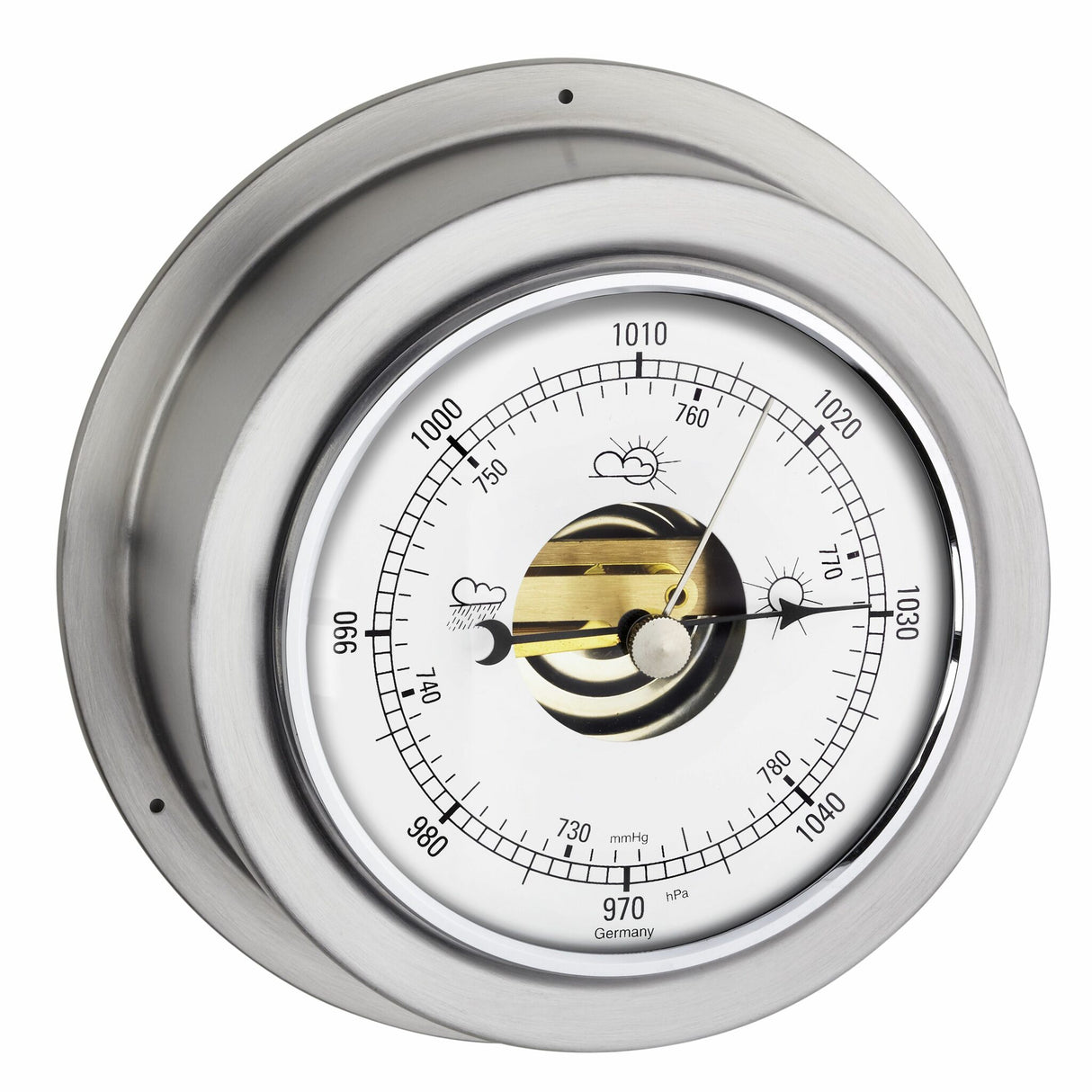 MARITIM Analoges Barometer Edelstahl, Luftdruckmesser, Hochwertig MADE in GERMANY