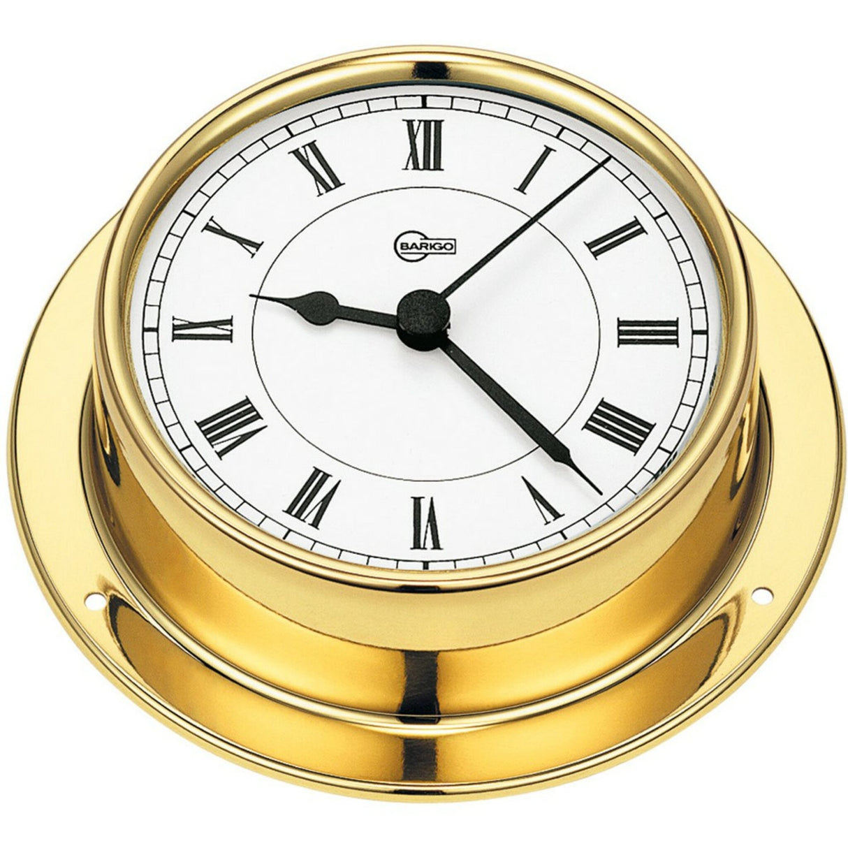 BARIGO ship's clock brass highly polished, nautical clock, precise quartz movement with classic design
