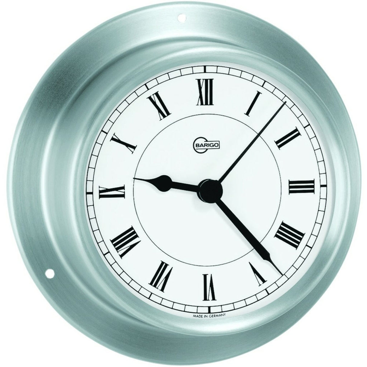 BARIGO ship's clock stainless steel quartz movement, maritime clock, matt brushed