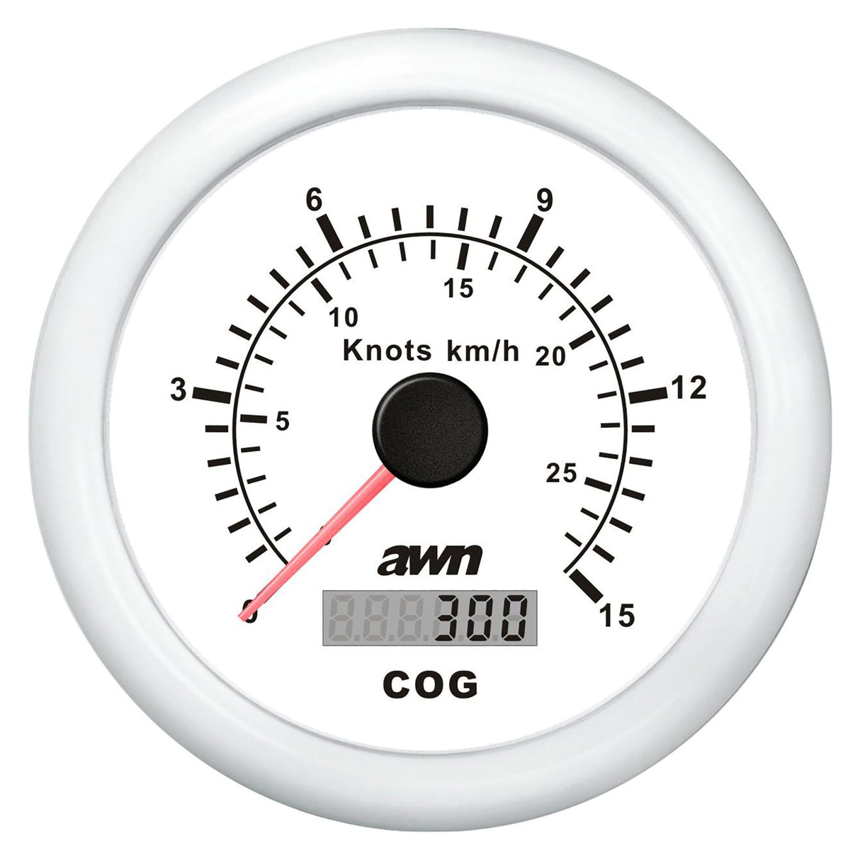 OceanTEC GPS-Speedometer 0-15 kn mit analoger Geschwindigkeit, digitales Kursdisplay, Plug and Play Installation - schwarz oder weiß