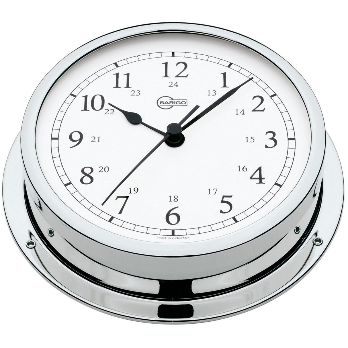 BARIGO ship's clock, solid clock for yachts and boats, large dial, chrome-plated brass case, easy to read