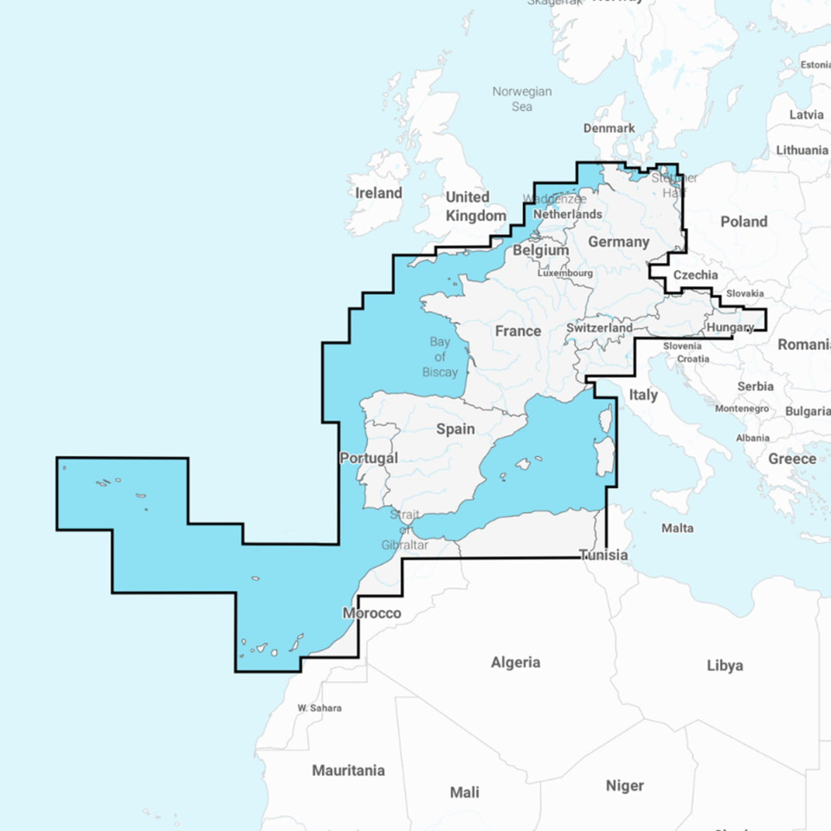 Navionics Seekarten All-in-one 46XG MSD Mittel- und Westeuropa, GPS-Karten, detailgenaue bis 0,5 m Tiefe, tägliche Updates und erweiterte Features inklusive
