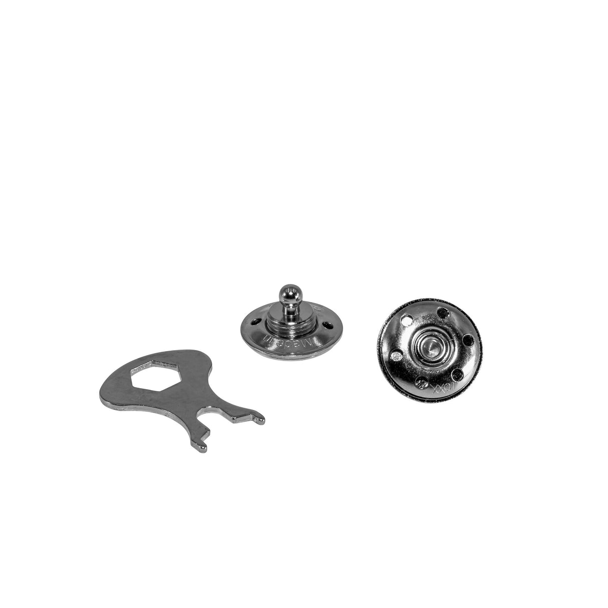 LOXX Persenningknöpfe Messing vernickelt, Unterteil mit Stoffschraube, Qualität made in Germany