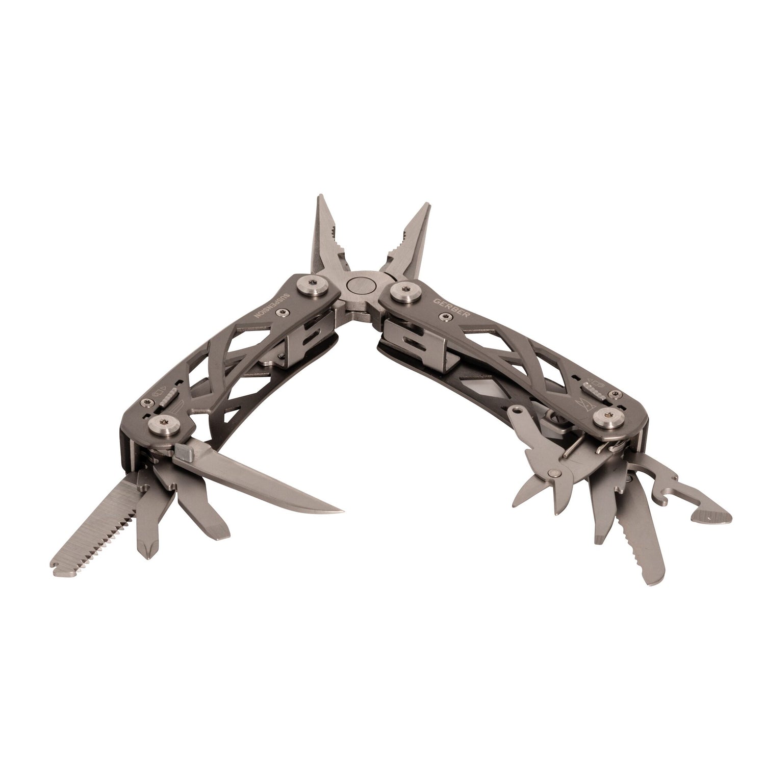 Gerber Multitool Suspension, Werkzeug mit Federung, 9 außen liegende Werkzeuge, komfortabler Griff, inkl. Nylonscheide