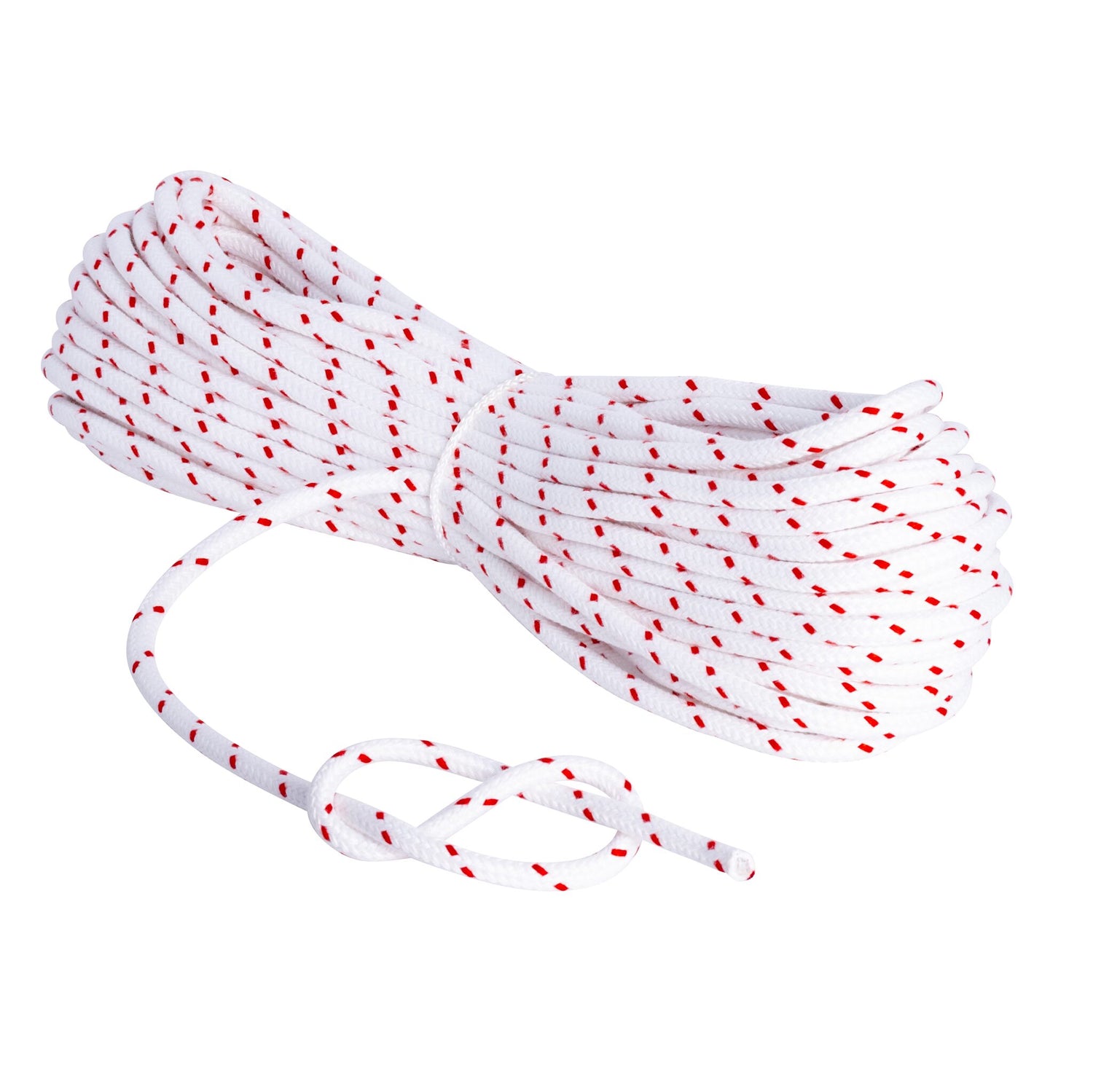 LIROS Standard Schot 30 Meter, thermofixiertes Taumaterial, griffiges Polyester-Seil - weiß-rot, weiß-grün, weiß-blau, 6 - 8 mm