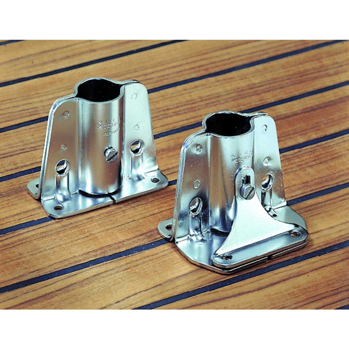 Railing base made of stainless steel, highly polished, railing support, diameter 25 mm, base plate dimensions 80 x 60 mm