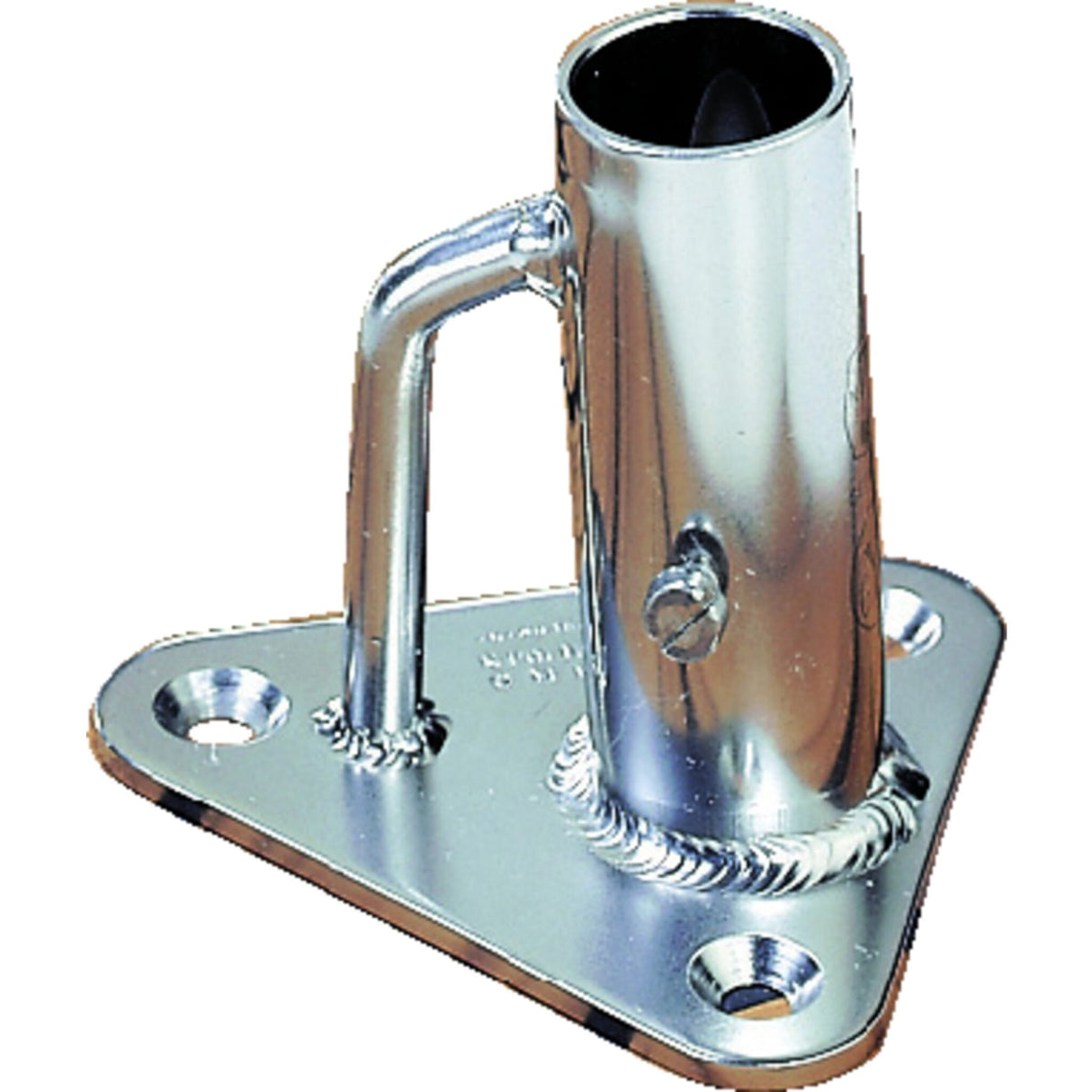 Edelstahl A4 Relingfuß 95x95x90 mm, hochglanzpoliert, robust und korrosionsbeständig - 3°-Neigung oder 90°-Neigung