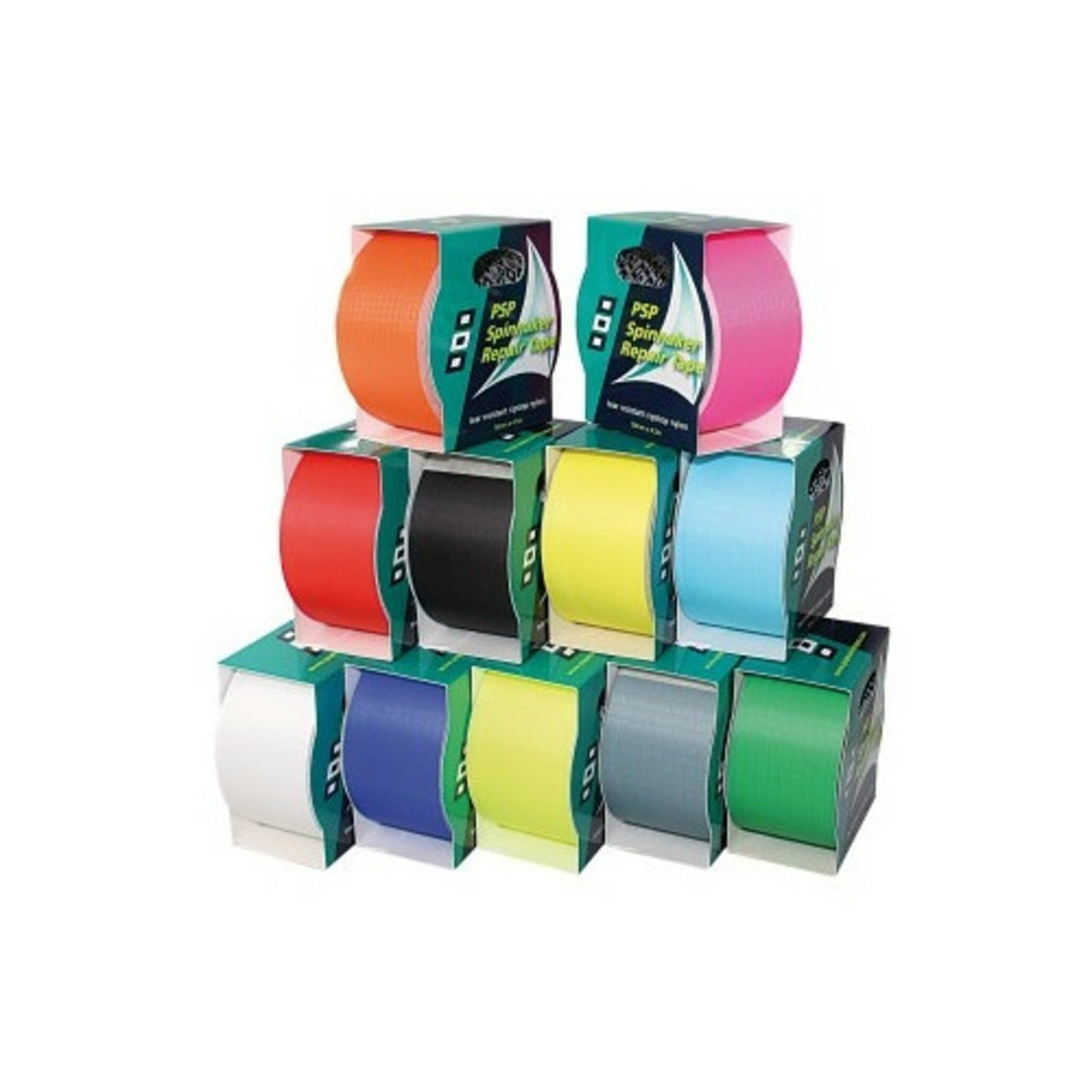 Spinnacker Reparaturband Nylon 4,5m x 50mm, witterungsbeständig, schnelle Segelreparatur - grün, weiß, dunkelblau, rot, schwarz, grau, hellblau, pink