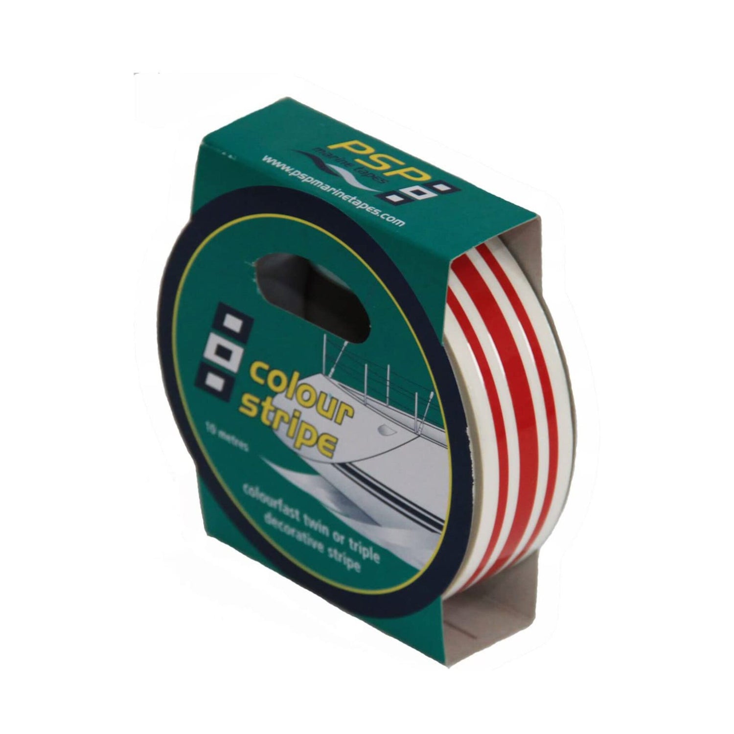 PSP Marine Tapes Zierband, selbstklebendes Dekoband, 10 m Rolle - 19 und 44 mm, schwarz, rot, blau